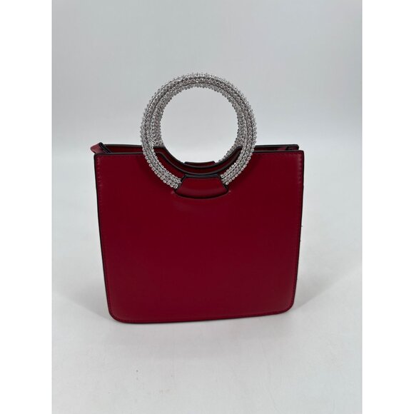 Topshop Red Square Handbag With Rhinestone Handles & Detachable Strap - Picture 4 of 13
